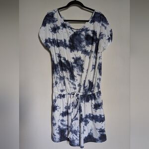 3 for $20 Bundle Sale! Blue + White Tie Dye Romper Drawstring Waist Size XL